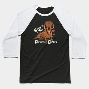 Funny Daschund Beware of The Flirting Expert Baseball T-Shirt